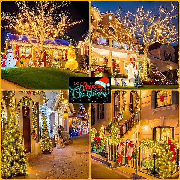 LED Plastic Leath Solar Powered Outdoor Fairy Lights IP65 Waterproof 8 Lighting Modes for Christmas Wedding Decoration