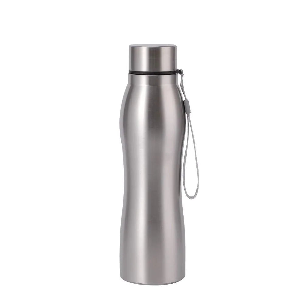 750ml/1000ml Sports Water Bottles Stainless Steel Single-layer Outdoor Drink Bottles Large Capacity with Lift Rope