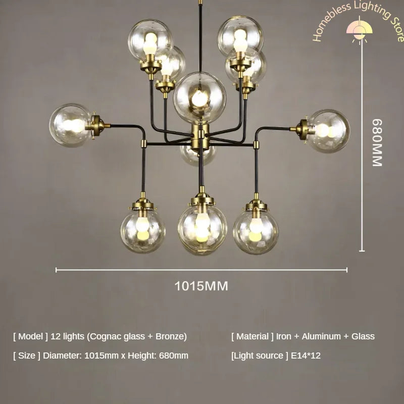 Modern LED Art Decoration Lights E14 Industrial Milky White/Cognac/Transparent Glass Island Lustre Kitchen Living Room