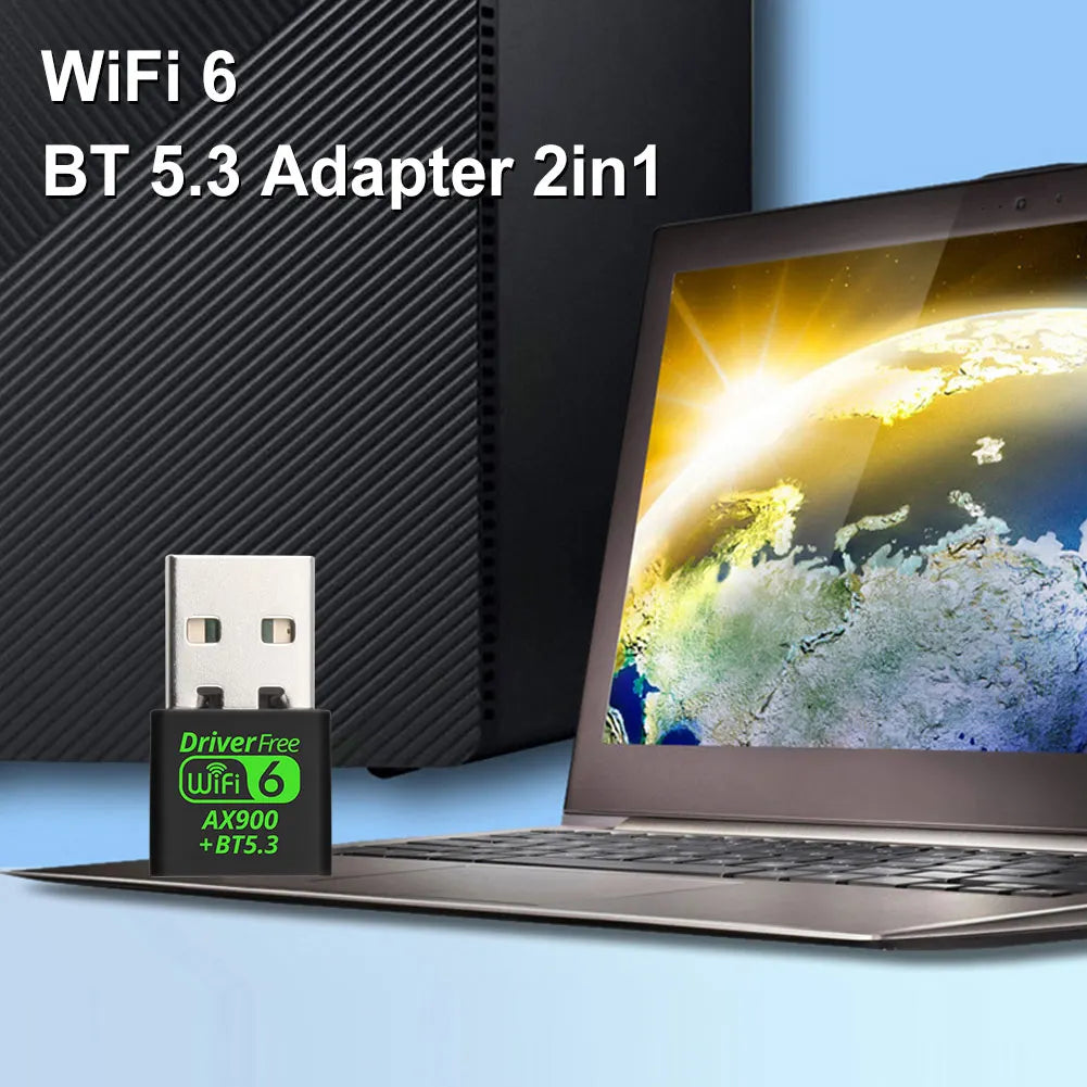 900Mbps USB WiFi 6 Bluetooth 5.3 Adapter USB WiFi Network Wireless Wlan Receiver Dual Band 2.4/5.8GHz USB WiFi Dongle Drive Free