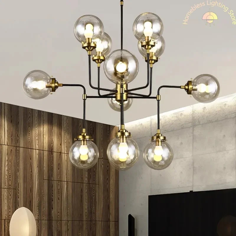 Modern LED Art Decoration Lights E14 Industrial Milky White/Cognac/Transparent Glass Island Lustre Kitchen Living Room