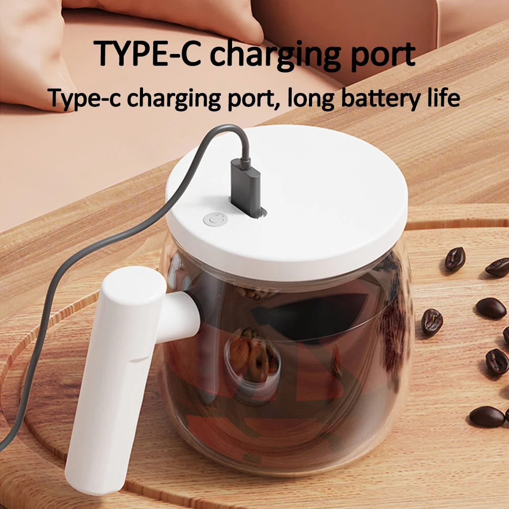 Electric Glass Coffee Mug 400ML Self-stirring Mixing Cups For Drinks 7000rpm Automatic High-Speed Mixing Mug for Coffee Milk Tea