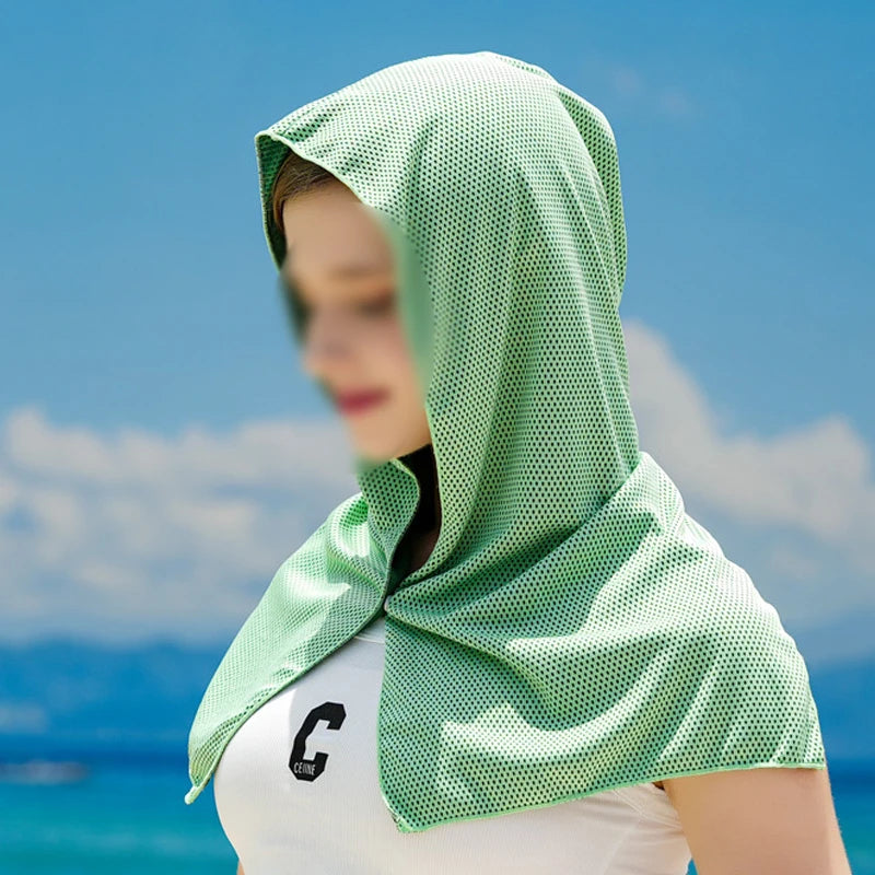 Cooling Hoodie Towel - UV Protection, Quick Drying, Perfect for Sports, Camping, Workouts, Cycling, Golf, Running, Hiking, and F