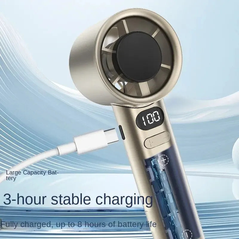 Portable Hand Fan , 120 Wind Speeds, Mini Bladeless Handheld Fan, USB Rechargeable Personal Highspeed Fans, Electric Eyelash Fan