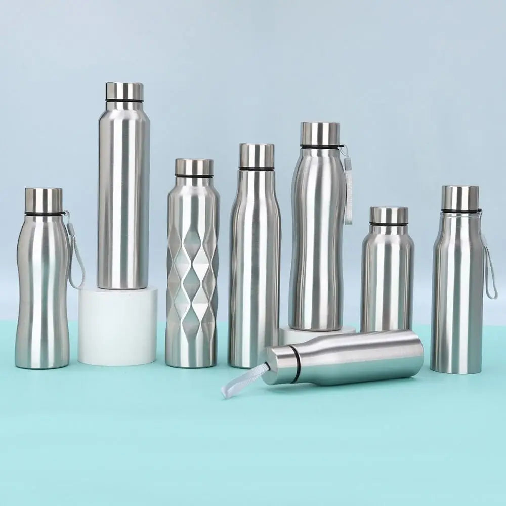 750ml/1000ml Sports Water Bottles Stainless Steel Single-layer Outdoor Drink Bottles Large Capacity with Lift Rope