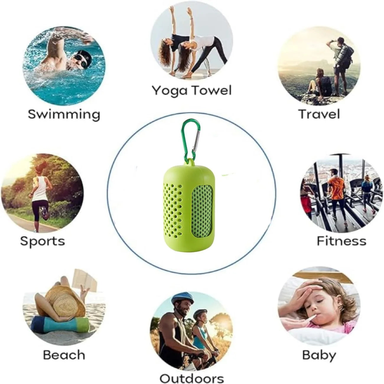 Cooling towels - sweat-absorbing, ice towels, fitness, golf, camping hiking, basketball, yoga towels, with silicone storage bags