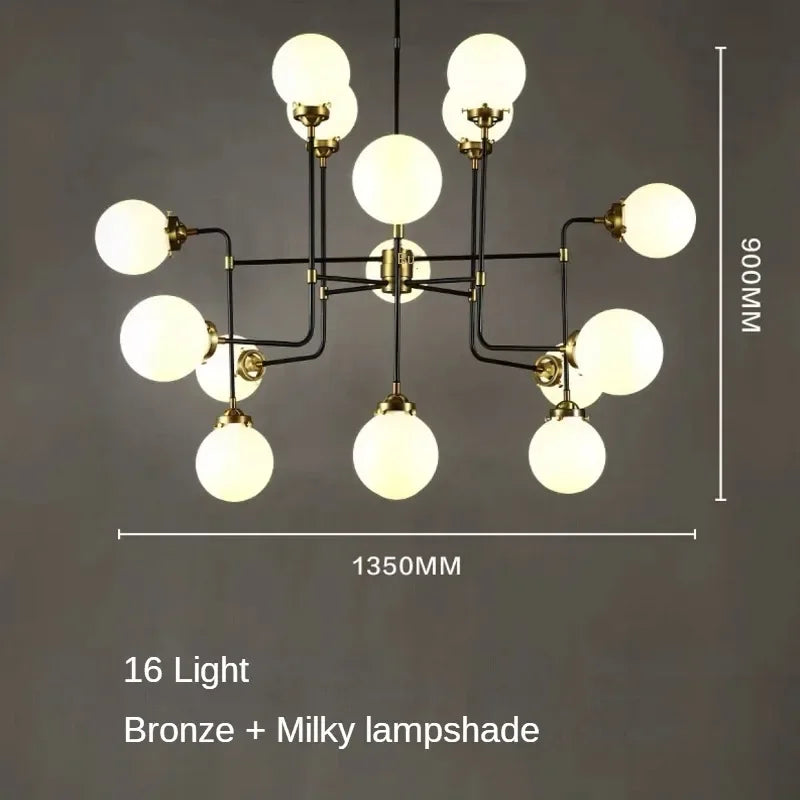 Modern LED Art Decoration Lights E14 Industrial Milky White/Cognac/Transparent Glass Island Lustre Kitchen Living Room