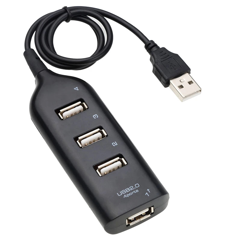 High Speed USB Hub 4 Port USB 2.0 with Cable Mini USB Splitter Hub Use Power Adapter Multiple Socket For PC Laptop Notebook