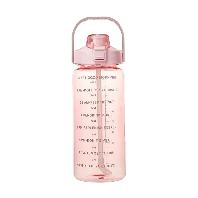 2 Liter Sports Water Bottle With Straw Men Women Fitness Water Bottles Outdoor Cold Water Bottlesc With Time Marker Drinkware