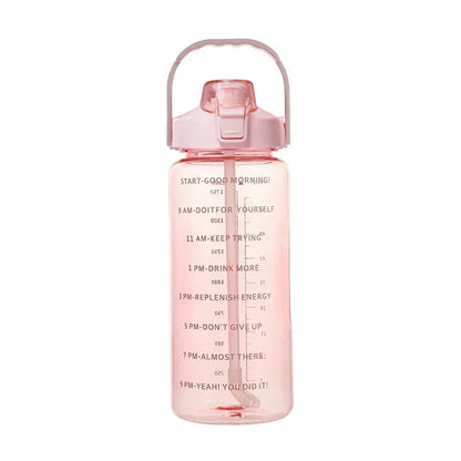 2 Liter Sports Water Bottle With Straw Men Women Fitness Water Bottles Outdoor Cold Water Bottlesc With Time Marker Drinkware