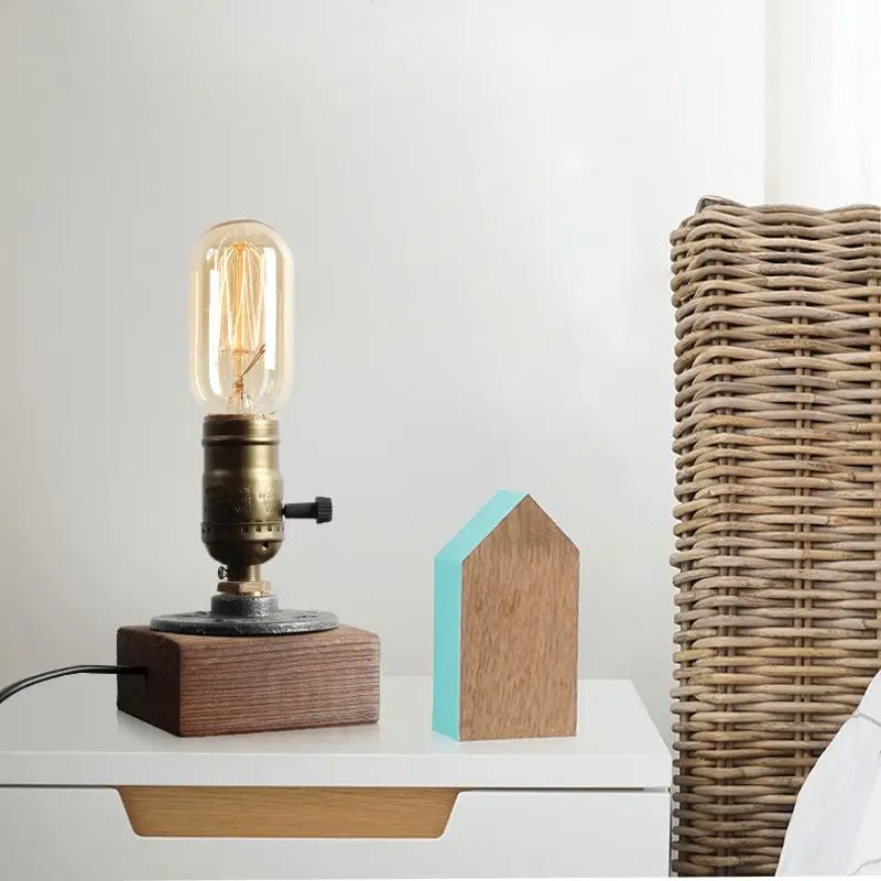 Table Lamp, Wooden Antique Copper Bedside Lamp British Classical Solid Lamp Decoration