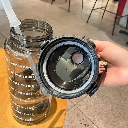 2 Liter Sports Water Bottle with Straw Men Women Fitness Water Bottles Outdoor Cold Water Bottlesc with Time Marker Drinkware1