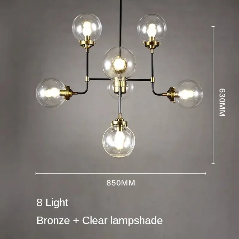 Modern LED Art Decoration Lights E14 Industrial Milky White/Cognac/Transparent Glass Island Lustre Kitchen Living Room