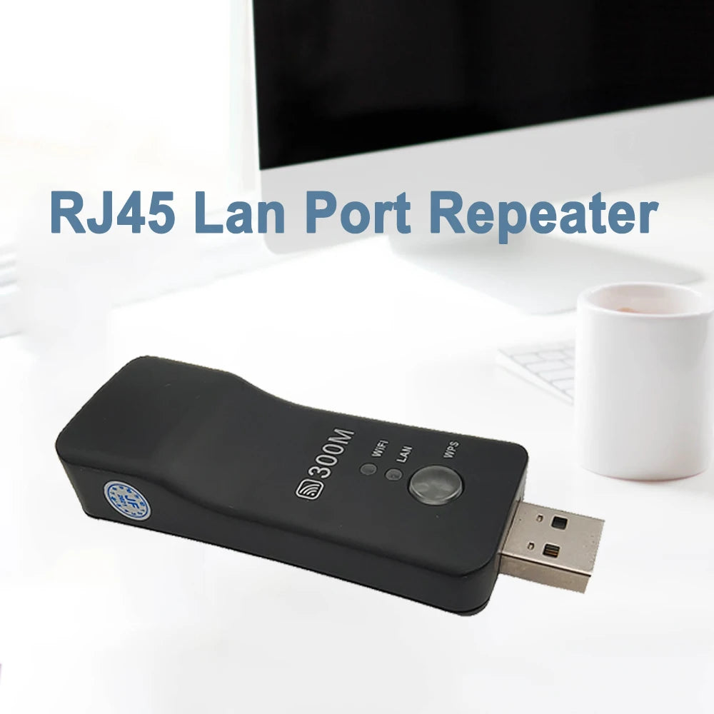 Wireless USB Universal 300Mbps Wifi  AP Adapter RJ-45 Port Ethernet Network Repeater Network Card for New Smart TV
