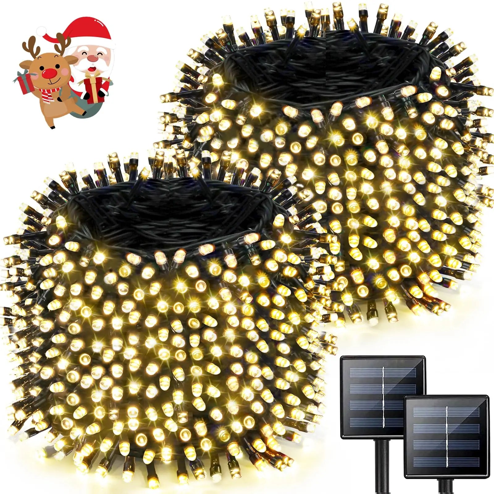 LED Plastic Leath Solar Powered Outdoor Fairy Lights IP65 Waterproof 8 Lighting Modes for Christmas Wedding Decoration