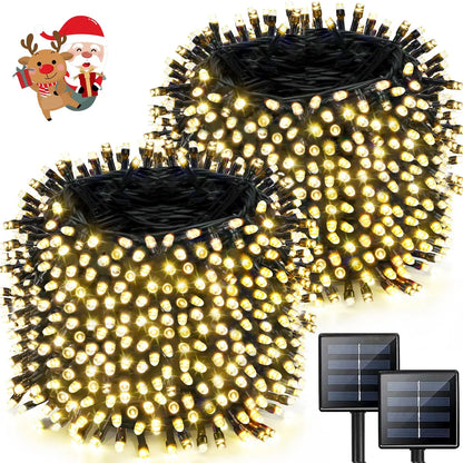 LED Plastic Leath Solar Powered Outdoor Fairy Lights IP65 Waterproof 8 Lighting Modes for Christmas Wedding Decoration
