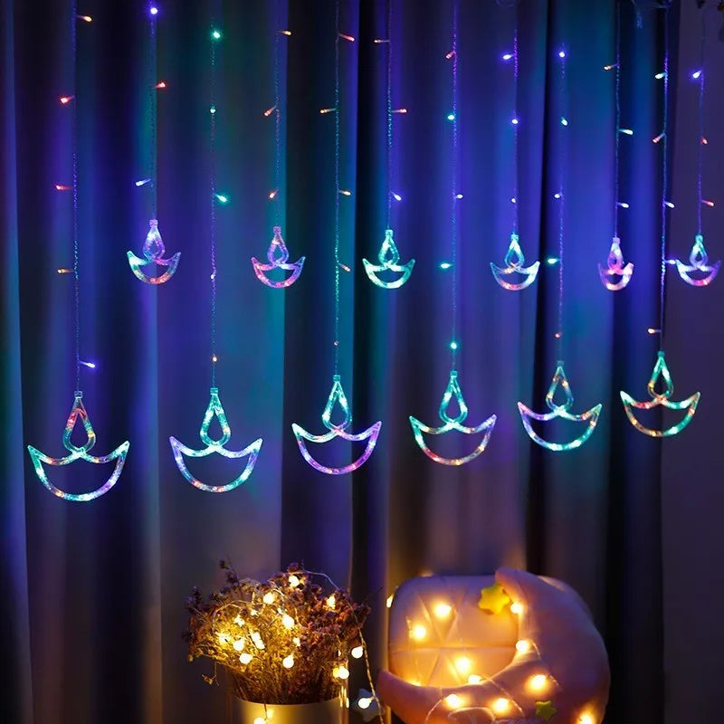 LED Light String EU Plug-in Decorative Curtain Atmosphere Lights Christmas Halloween Birthday Parties Indoor Lighting Fixture