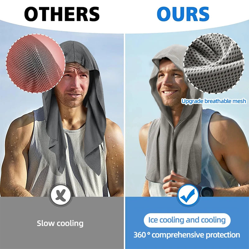 Cooling Hoodie Towel- Hood Towel, Evaporative Cool Technology, Cools Instantly When Wet, , Great for Sports, Fitness, Gym