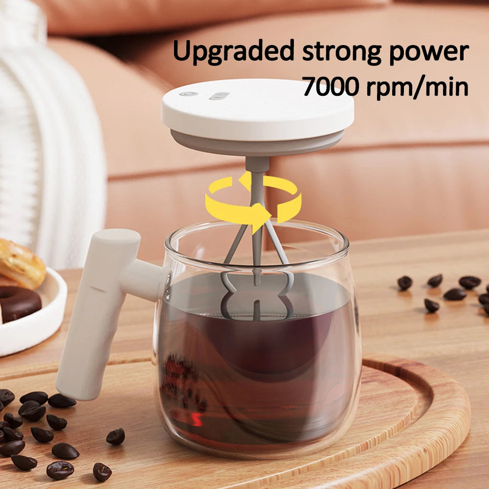 Electric Glass Coffee Mug 400ML Self-stirring Mixing Cups For Drinks 7000rpm Automatic High-Speed Mixing Mug for Coffee Milk Tea