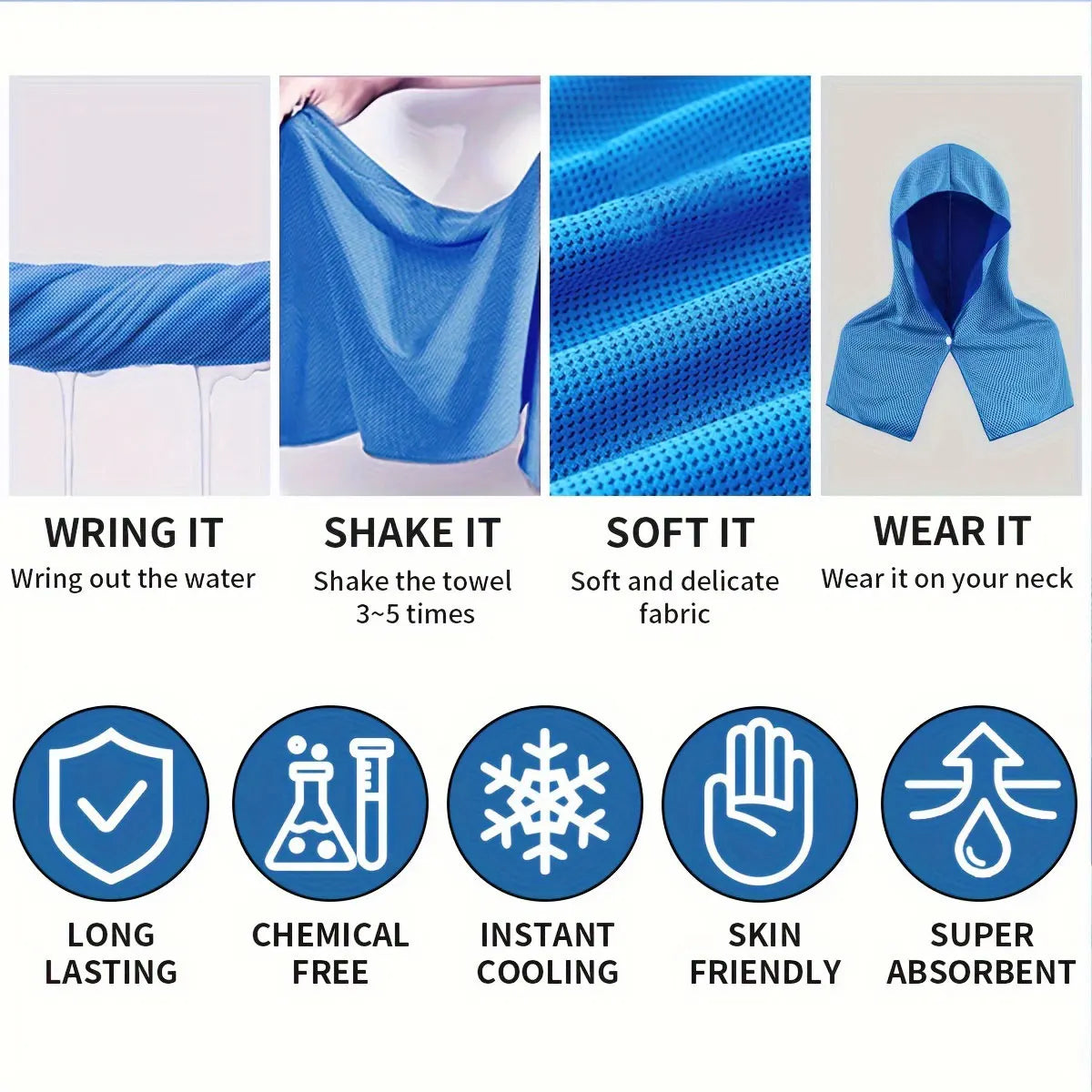 Cooling Hoodie Towel Perfect for Sports Camping Workout Cycling Golf Running Hiking Breathable UV Protection Quick Drying Towel