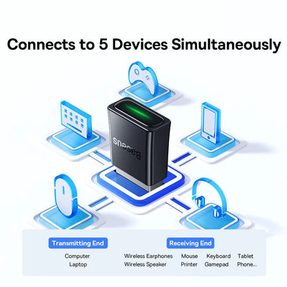 Baseus USB Bluetooth Adapter Wireless 5.3 Dongle for PC Speaker Wireless Mouse Keyboard Music Audio Receiver Transmitter Adapter
