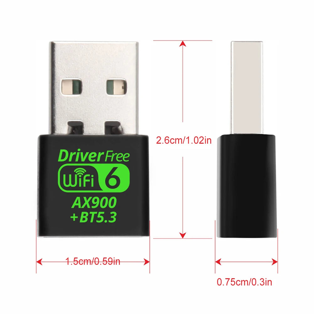 900Mbps USB WiFi 6 Bluetooth 5.3 Adapter USB WiFi Network Wireless Wlan Receiver Dual Band 2.4/5.8GHz USB WiFi Dongle Drive Free