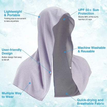 Cooling Hoodie Towel Cooling Towels Quick Drying Absorbent Towels for Neck and Face UV Protection Sport Workout Camping Cycling