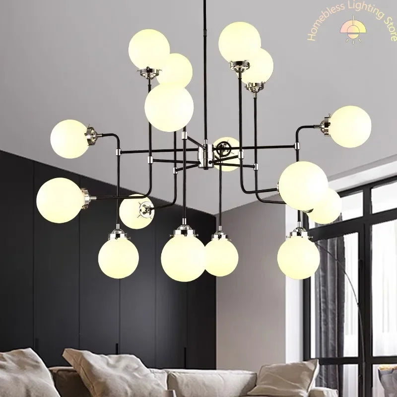 Modern LED Art Decoration Lights E14 Industrial Milky White/Cognac/Transparent Glass Island Lustre Kitchen Living Room