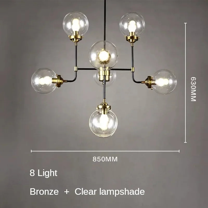 Modern LED Art Decoration Lights E14 Industrial Milky White/Cognac/Transparent Glass Island Lustre Kitchen Living Room