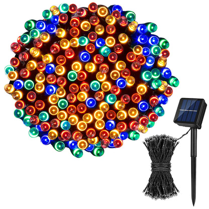 LED Plastic Leath Solar Powered Outdoor Fairy Lights IP65 Waterproof 8 Lighting Modes for Christmas Wedding Decoration