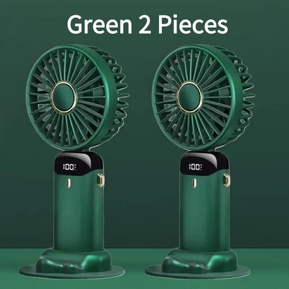 USB Handheld Mini Fan Foldable Portable Neck Hanging Fans 5 Speed USB Rechargeable Fan with Phone Stand and Display Screen