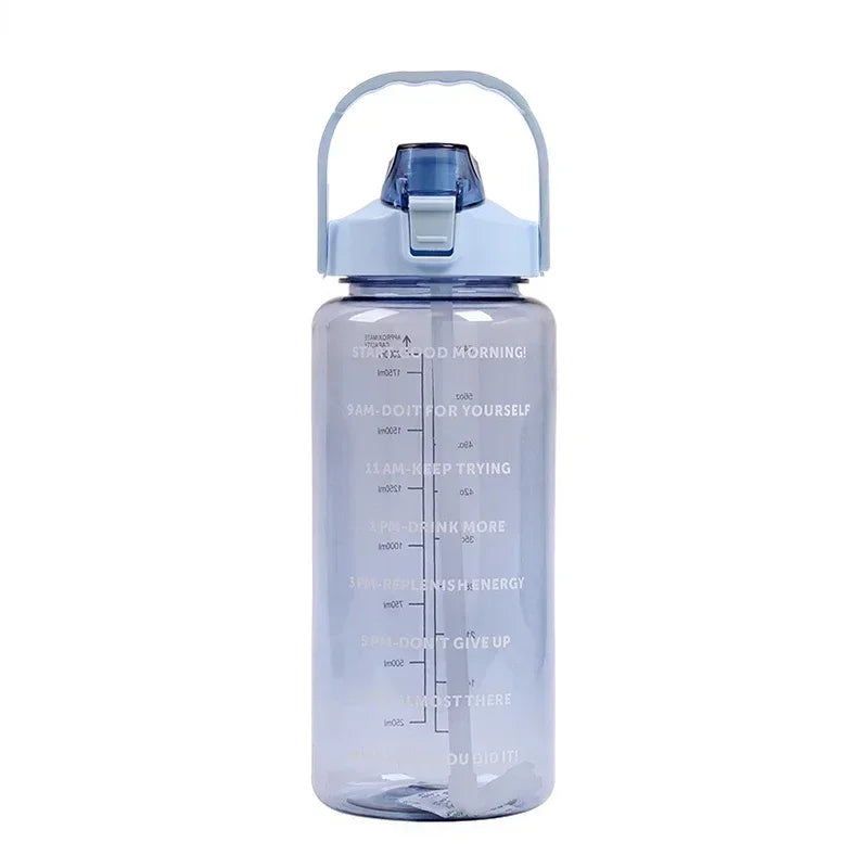 2 Liter Sports Water Bottle With Straw Men Women Fitness Water Bottles Outdoor Cold Water Bottlesc With Time Marker Drinkware