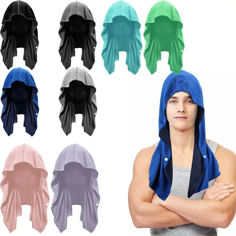 Cooling Hoodie Towel Cooling Towels Quick Drying Absorbent Towels for Neck and Face UV Protection Sport Workout Camping Cycling