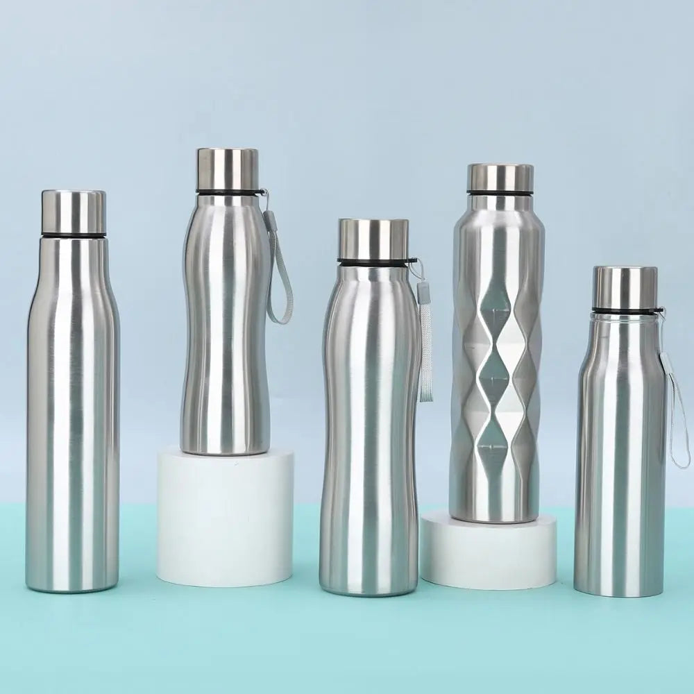 750ml/1000ml Sports Water Bottles Stainless Steel Single-layer Outdoor Drink Bottles Large Capacity with Lift Rope