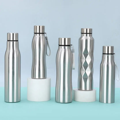 750ml/1000ml Sports Water Bottles Stainless Steel Single-layer Outdoor Drink Bottles Large Capacity with Lift Rope