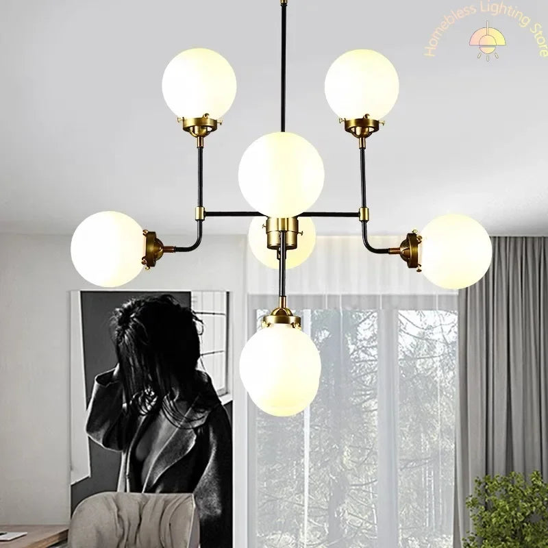 Modern LED Art Decoration Lights E14 Industrial Milky White/Cognac/Transparent Glass Island Lustre Kitchen Living Room