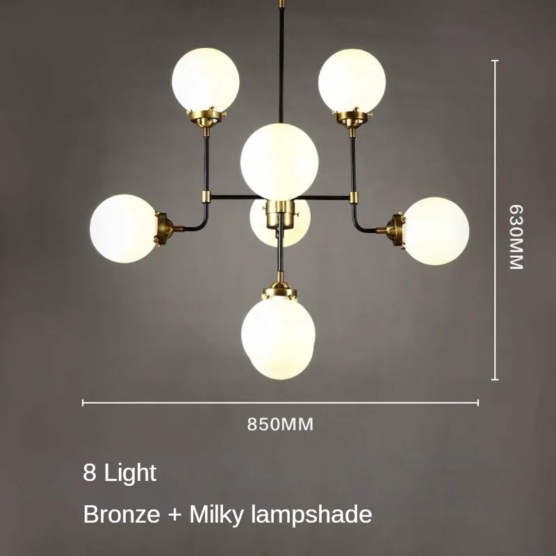 Modern LED Art Decoration Lights E14 Industrial Milky White/Cognac/Transparent Glass Island Lustre Kitchen Living Room