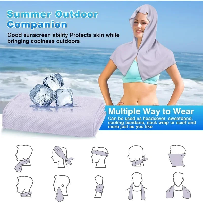 Cooling Hoodie Towel Cooling Towels Quick Drying Absorbent Towels for Neck and Face UV Protection Sport Workout Camping Cycling