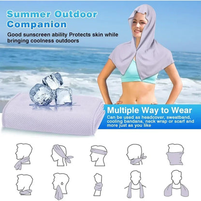 Cooling Hoodie Towel Cooling Towels Quick Drying Absorbent Towels for Neck and Face UV Protection Sport Workout Camping Cycling