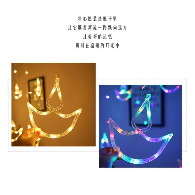 LED Light String EU Plug-in Decorative Curtain Atmosphere Lights Christmas Halloween Birthday Parties Indoor Lighting Fixture