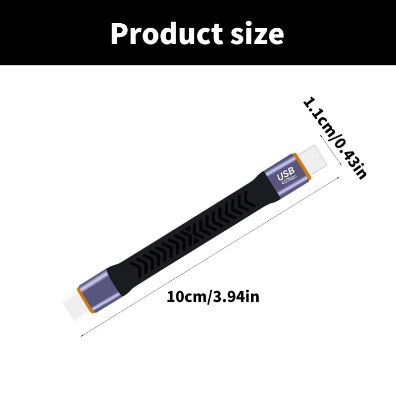 USB4.0  Short Cable USB C to USB C Connection 100W Rapid Charging, 40Gbps Transfer Rate FPC Soft Wire 10CM Drop Shipping