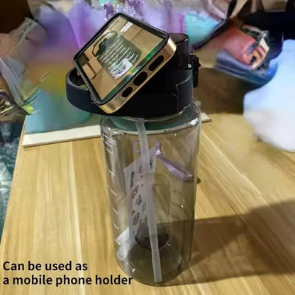 2 Liter Sports Water Bottle with Straw Men Women Fitness Water Bottles Outdoor Cold Water Bottlesc with Time Marker Drinkware1