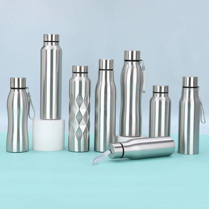 750ml/1000ml Sports Water Bottles Stainless Steel Single-layer Outdoor Drink Bottles Large Capacity with Lift Rope