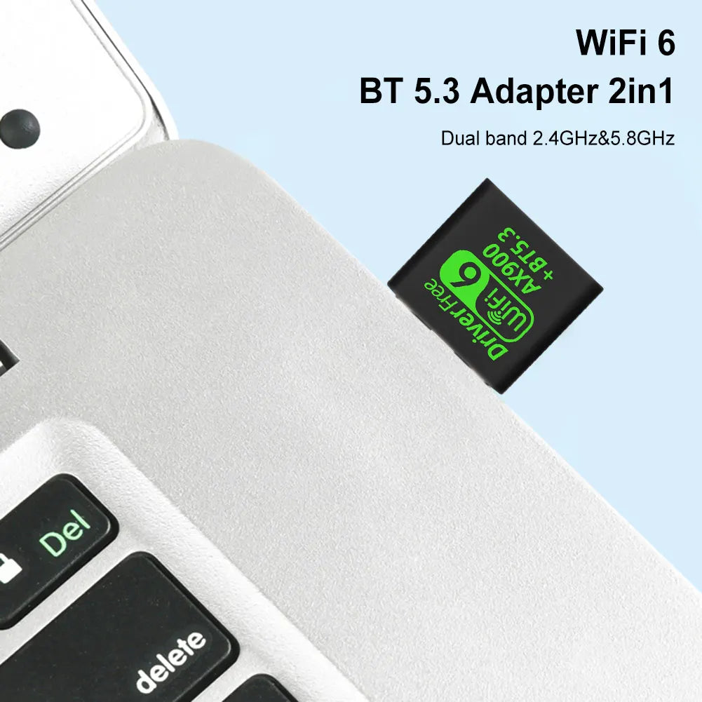 900Mbps USB WiFi 6 Bluetooth 5.3 Adapter USB WiFi Network Wireless Wlan Receiver Dual Band 2.4/5.8GHz USB WiFi Dongle Drive Free